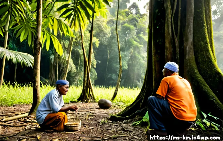 Home 17 애니미즘의 현대적 적용을 위한 연구 - Photorealistic documentary scene of a Malaysian environmental researcher and an Orang Asli community...